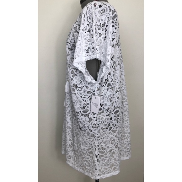 COPY - TIME and TRU Womens White Swim Coverup Size L 12-14 Loose Style New - Picture 4 of 7